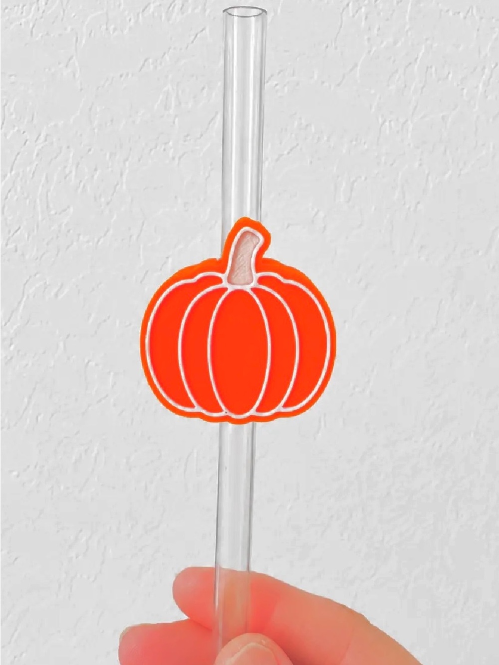 Festive Orange Pumpkin Straw Accent - Seasonal Drink Decor ~ new